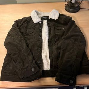 Cord jacket with faux fur lining it